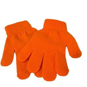Stretch Orange Unisex Knit Glove Winter Warm One Size Fits Most New